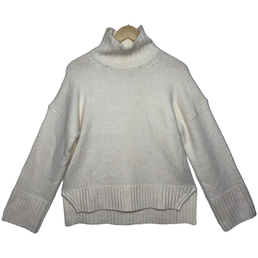 Abercrombie & Fitch Cream Ribbed Knit Pullover Mock Turtleneck Sweater Size XS